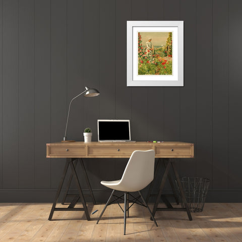 In the Garden White Modern Wood Framed Art Print with Double Matting by Hassam, Childe