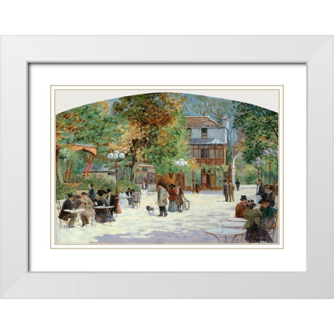 At the Chalet du Chateau de Madrid-in the Bois de Boulogne White Modern Wood Framed Art Print with Double Matting by Abel-Truchet, Louis