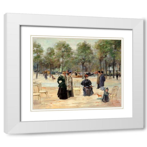 To the Champs Elysees White Modern Wood Framed Art Print with Double Matting by Abel-Truchet, Louis