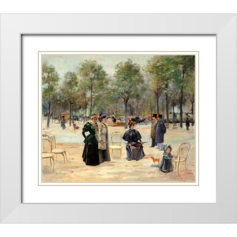 To the Champs Elysees White Modern Wood Framed Art Print with Double Matting by Abel-Truchet, Louis