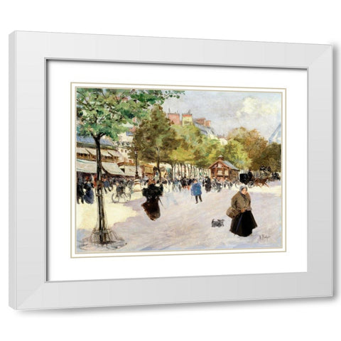 Boulevard de Clichy White Modern Wood Framed Art Print with Double Matting by Abel-Truchet, Louis
