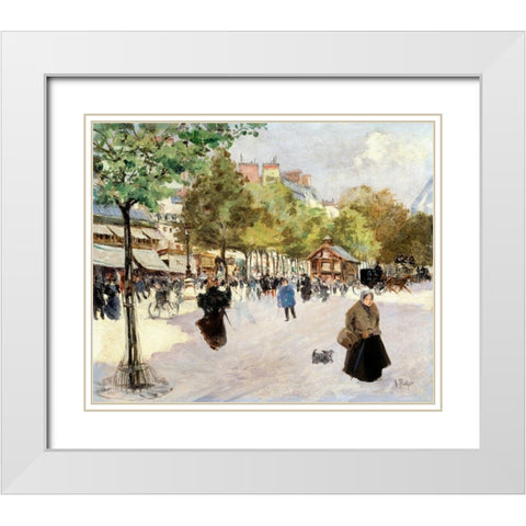 Boulevard de Clichy White Modern Wood Framed Art Print with Double Matting by Abel-Truchet, Louis