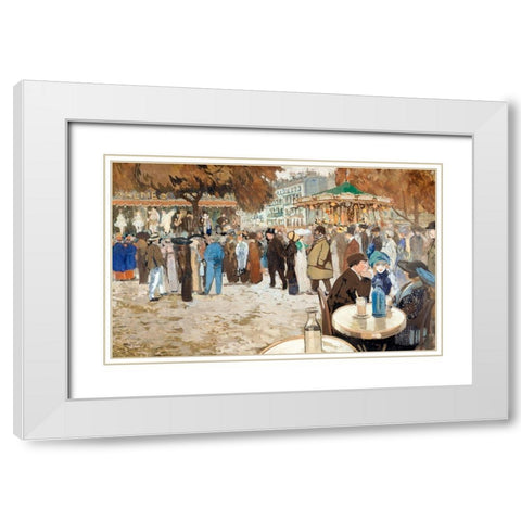 Fun fair-boulevard de Clichy White Modern Wood Framed Art Print with Double Matting by Abel-Truchet, Louis
