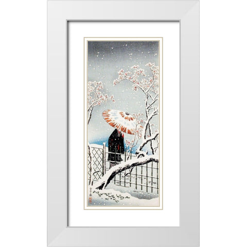 Plum Tree in Snow White Modern Wood Framed Art Print with Double Matting by Takahashi, Hiroaki