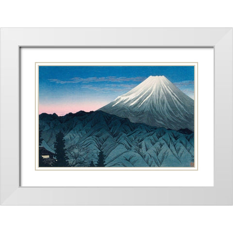 Mount Fuji From Hakone White Modern Wood Framed Art Print with Double Matting by Takahashi, Hiroaki