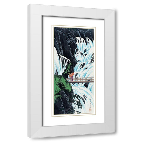 Shiragumo Waterfall of Nikko White Modern Wood Framed Art Print with Double Matting by Takahashi, Hiroaki