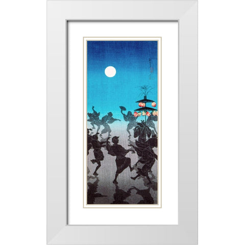 Dance for Obon Festival White Modern Wood Framed Art Print with Double Matting by Takahashi, Hiroaki