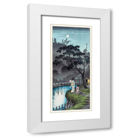 Moon at Sekiguchi White Modern Wood Framed Art Print with Double Matting by Takahashi, Hiroaki