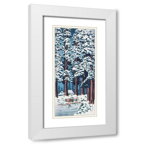Cedar Tree-Lined Road at Nikko White Modern Wood Framed Art Print with Double Matting by Takahashi, Hiroaki