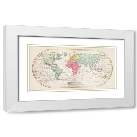 World Map or General Map of the Universe White Modern Wood Framed Art Print with Double Matting by Lotter, Mathieu Albert