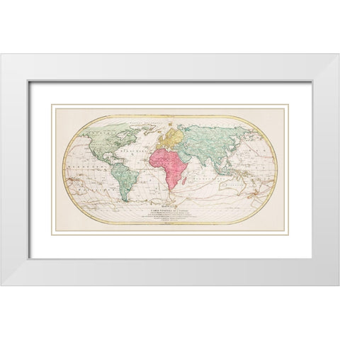 World Map or General Map of the Universe White Modern Wood Framed Art Print with Double Matting by Lotter, Mathieu Albert