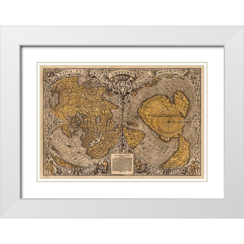 New and complete description of all the world White Modern Wood Framed Art Print with Double Matting by Fine, Oronce