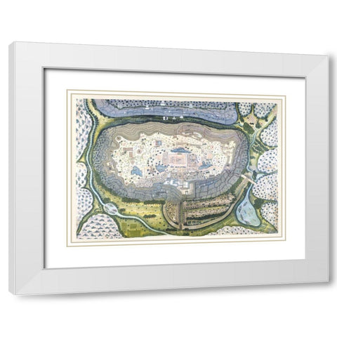Fortified City of Ranthambhor White Modern Wood Framed Art Print with Double Matting by Generation of Bagta