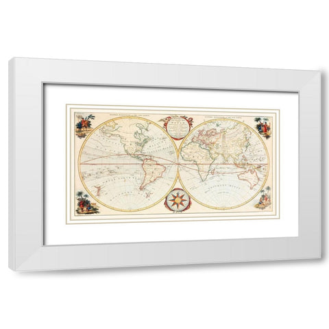 Bowless New Pocket Map of the World White Modern Wood Framed Art Print with Double Matting by Carington, Bowles