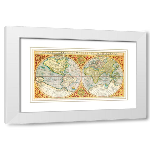 Orbis terrae compendiosa descriptio 1637 White Modern Wood Framed Art Print with Double Matting by Mercator, Gerhad