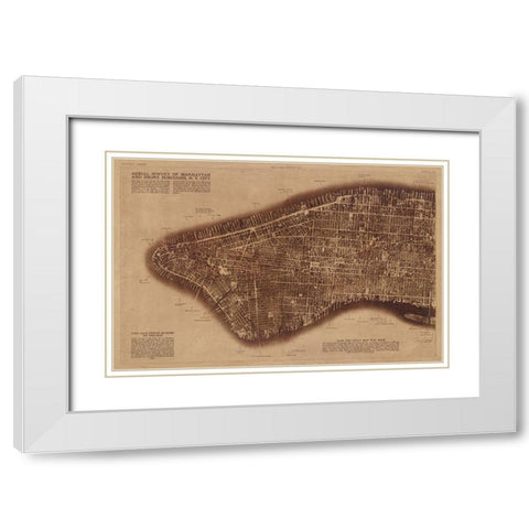 New York City Detail-photographed from two miles up in the air White Modern Wood Framed Art Print with Double Matting by The Lionel Pincus and Princess Firyal Map Division