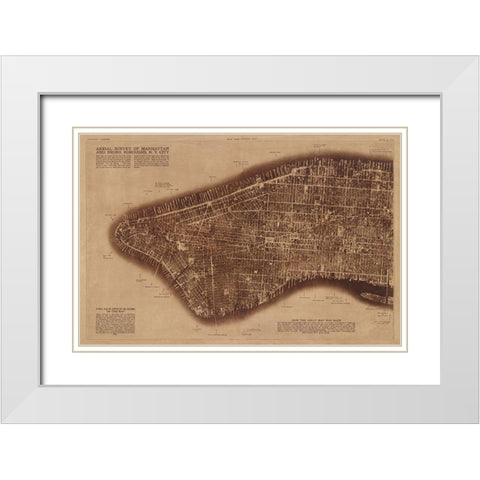New York City Detail-photographed from two miles up in the air White Modern Wood Framed Art Print with Double Matting by The Lionel Pincus and Princess Firyal Map Division