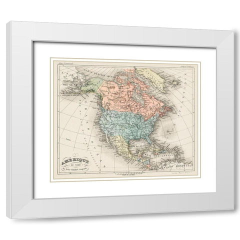 North America from Universal Atlas White Modern Wood Framed Art Print with Double Matting by Fayard, Artheme