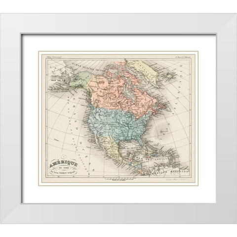 North America from Universal Atlas White Modern Wood Framed Art Print with Double Matting by Fayard, Artheme