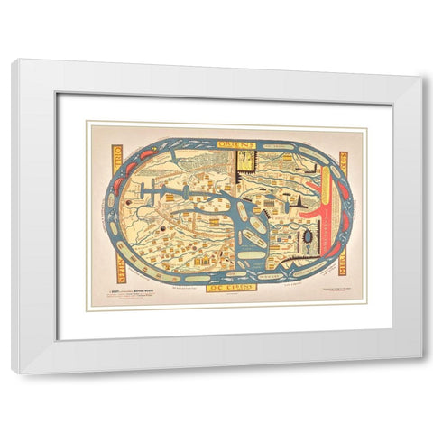 S Beati Liebanensis mappam mundi ad exemplar ecclesiae Snacto Severi 1895 White Modern Wood Framed Art Print with Double Matting by Maier, Verlag Von Otto