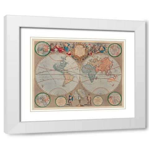 A new map of the world from the latest observations 1720 White Modern Wood Framed Art Print with Double Matting by Senex, John