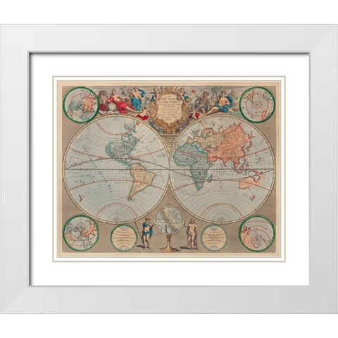 A new map of the world from the latest observations 1720 White Modern Wood Framed Art Print with Double Matting by Senex, John