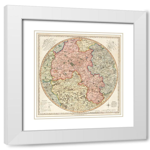 A new and accurate map of the country for twenty five miles round the University of Oxford 1805 White Modern Wood Framed Art Print with Double Matting by G Pawley and Samuel John Neele