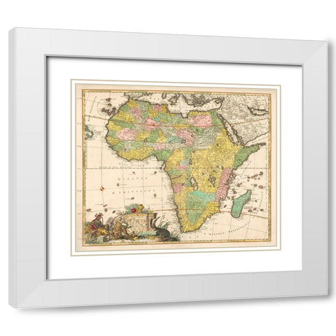 Map of Africa 1690 White Modern Wood Framed Art Print with Double Matting by Allard, Carel