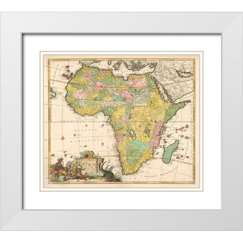 Map of Africa 1690 White Modern Wood Framed Art Print with Double Matting by Allard, Carel