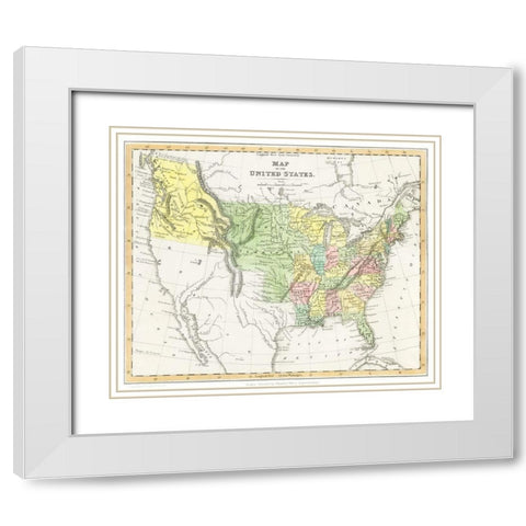 A Moral and Political Sketch of the United States of North America 1833 White Modern Wood Framed Art Print with Double Matting by Charles Louis Napoleon Achille Murat