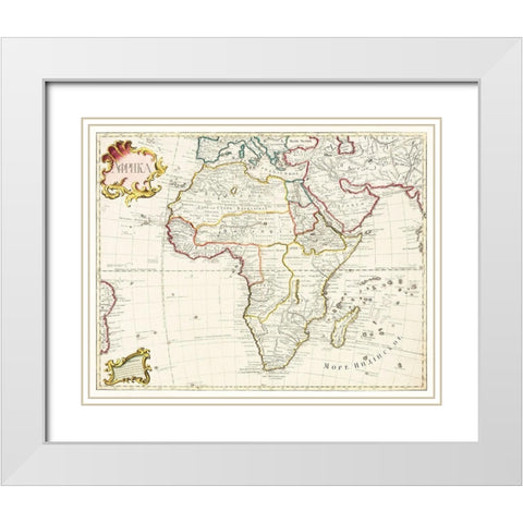 Map of Africa 1722 White Modern Wood Framed Art Print with Double Matting by The Beinecke Rare Book and Manuscript Library