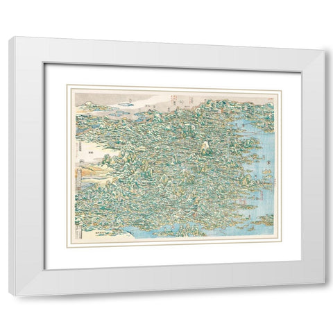 Map of China by Katsushika Hokusai White Modern Wood Framed Art Print with Double Matting by Hokusai, Katsushika