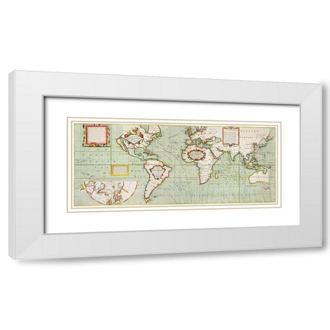Nova and accuratissima totius terrarum Anno 1700 White Modern Wood Framed Art Print with Double Matting by Thornton, Samuel