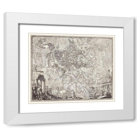 The Nolli Map White Modern Wood Framed Art Print with Double Matting by Campana, Pietro