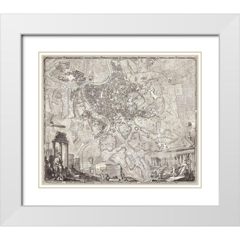 The Nolli Map White Modern Wood Framed Art Print with Double Matting by Campana, Pietro
