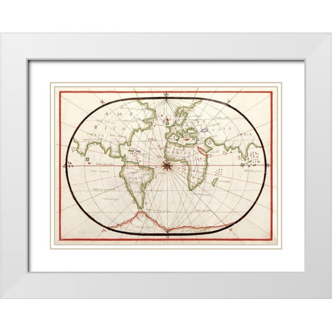 Portolan atlas of the Mediterranean Sea-Western Europe-and the Northwest Coast of Africa 1590 White Modern Wood Framed Art Print with Double Matting by Olivia, Joan