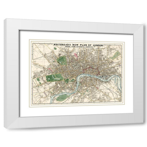 Whitbreads new plan of London drawn from authentic survey 1853 White Modern Wood Framed Art Print with Double Matting by Whitbread, J