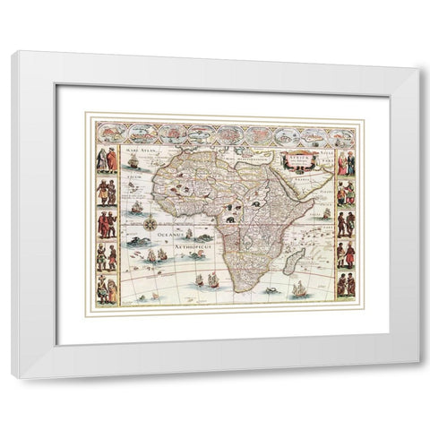 Africae nova descriptio 1690 White Modern Wood Framed Art Print with Double Matting by Blaeu, Willelm Janszoon