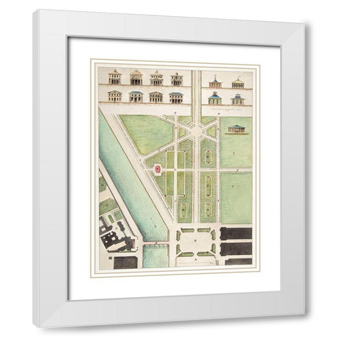 Jardin Public-Champs Elysees White Modern Wood Framed Art Print with Double Matting by Motte, Charles