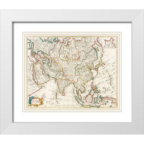 Map of Asia 1723 White Modern Wood Framed Art Print with Double Matting by Vintage Maps
