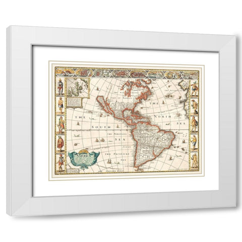 America 1627 White Modern Wood Framed Art Print with Double Matting by Speed, John