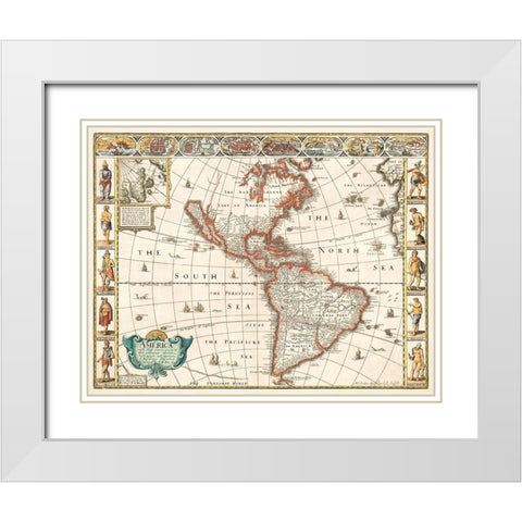 America 1627 White Modern Wood Framed Art Print with Double Matting by Speed, John