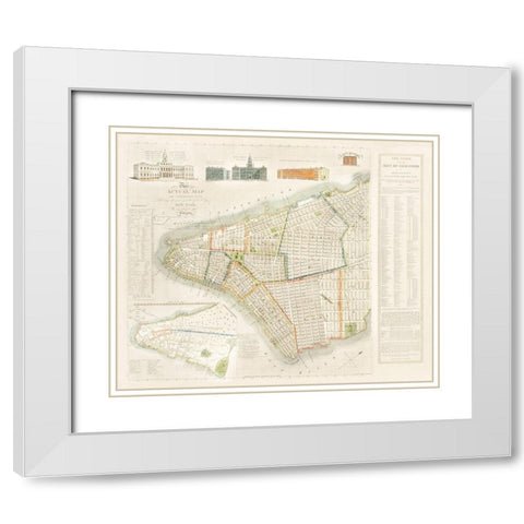 The City of New York Longworths Explanatory Map and Plan 1817 White Modern Wood Framed Art Print with Double Matting by Longworth, David