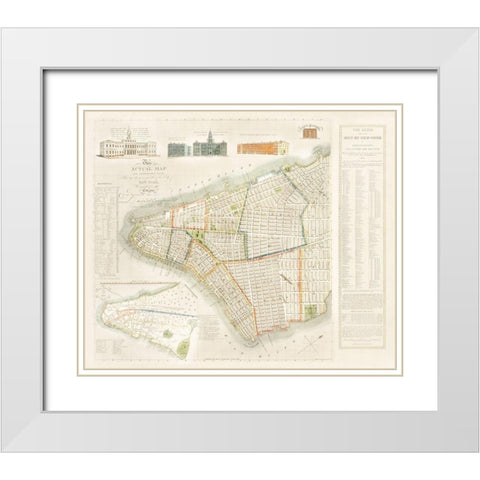 The City of New York Longworths Explanatory Map and Plan 1817 White Modern Wood Framed Art Print with Double Matting by Longworth, David