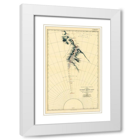 Route and Surveys of the Southern Journey Party-1909 White Modern Wood Framed Art Print with Double Matting by Royal Geographic Society England