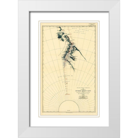 Route and Surveys of the Southern Journey Party-1909 White Modern Wood Framed Art Print with Double Matting by Royal Geographic Society England