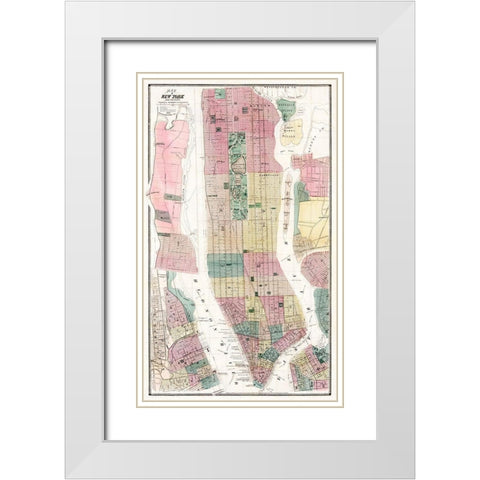 Map of New York and Vicinity 1869 White Modern Wood Framed Art Print with Double Matting by Dripps, Matthew