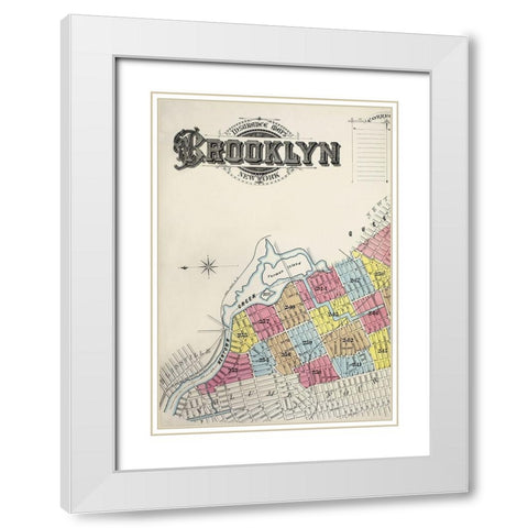 Sanborn Fire Insurance Map from Brooklyn-Kings County-New York 1888 White Modern Wood Framed Art Print with Double Matting by Sanborn Map Company