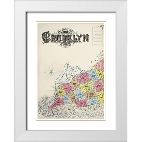 Sanborn Fire Insurance Map from Brooklyn-Kings County-New York 1888 White Modern Wood Framed Art Print with Double Matting by Sanborn Map Company