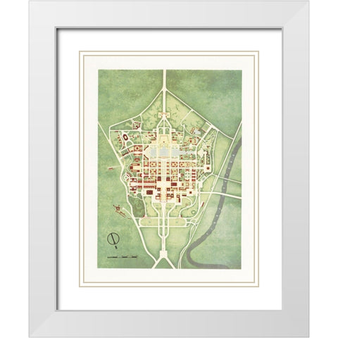 Color plan of the 1942 Rome Worlds Fair White Modern Wood Framed Art Print with Double Matting by Arti grafiche Pizzi and Pizio